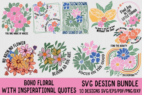 Boho Floral Quotes SVG Bundle Design Review
