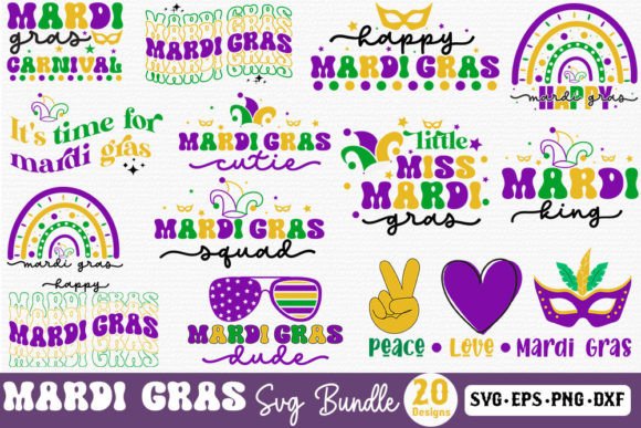 Mardi Gras Retro SVG Bundle 20 Designs